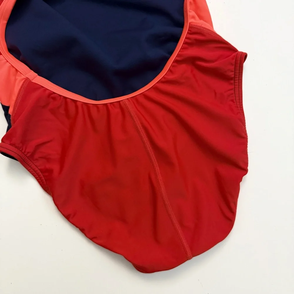 Speedo Swimsuit One Piece Pro LT Quick Dry Shape Retention Pool Blue Red Coral